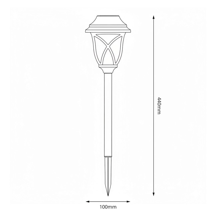 LED päikesepaneeliga aialamp LAWN LED/1,2V 100 mAh 3000K 44 cm IP44 must