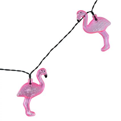 LED Päikesepaneeliga dekoratiivne kett 10xLED/1,2V 300 mAh 3,8 m IP44 flamingo