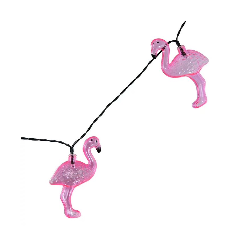 LED Päikesepaneeliga dekoratiivne kett 10xLED/1,2V 300 mAh 3,8 m IP44 flamingo