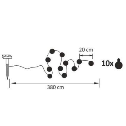 LED Päikesepaneeliga dekoratiivne kett LED/1,2V 300 mAh 3,8 m IP44