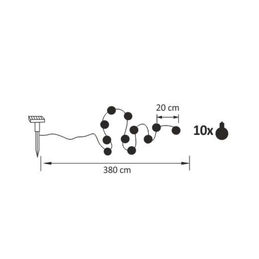 LED Päikesepaneeliga dekoratiivne kett LED/1,2V 300 mAh 3,8 m IP44