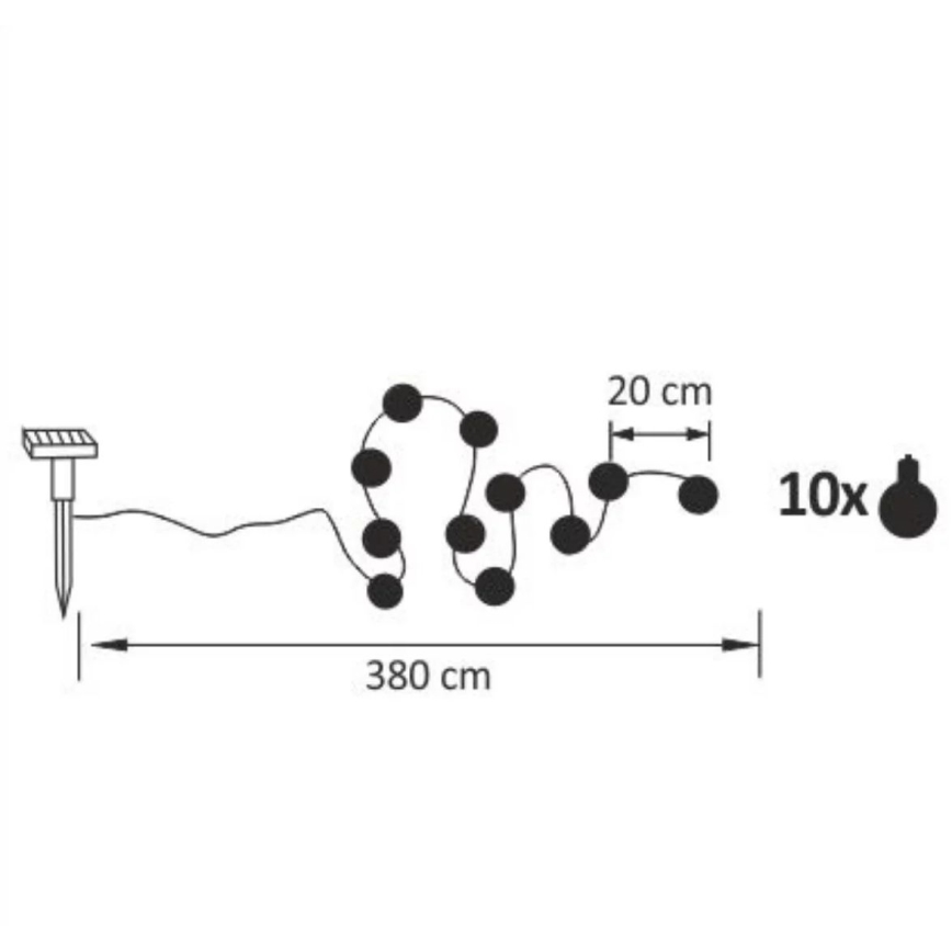 LED Päikesepaneeliga dekoratiivne kett LED/1,2V 300 mAh 3,8 m IP44