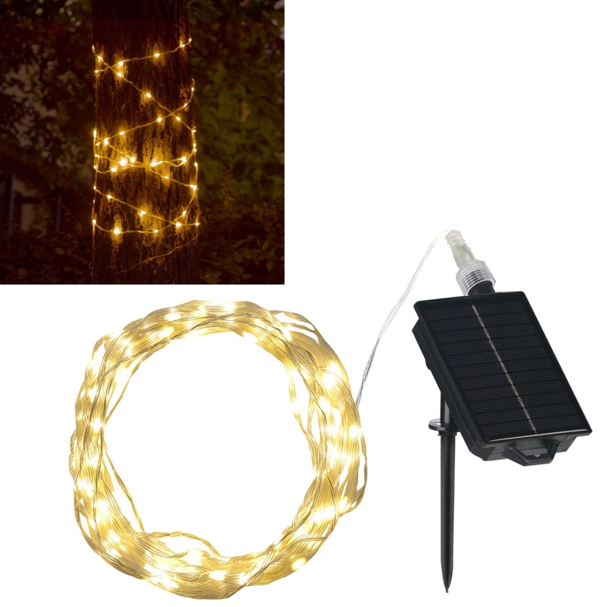 LED Päikesepaneeliga dekoratiivne kett LED/3,7V 1800 mAh 10 m IP44 + kaugjuhtimispult