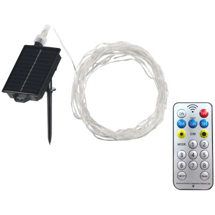 LED Päikesepaneeliga dekoratiivne kett LED/3,7V 1800 mAh 10 m IP44 + kaugjuhtimispult