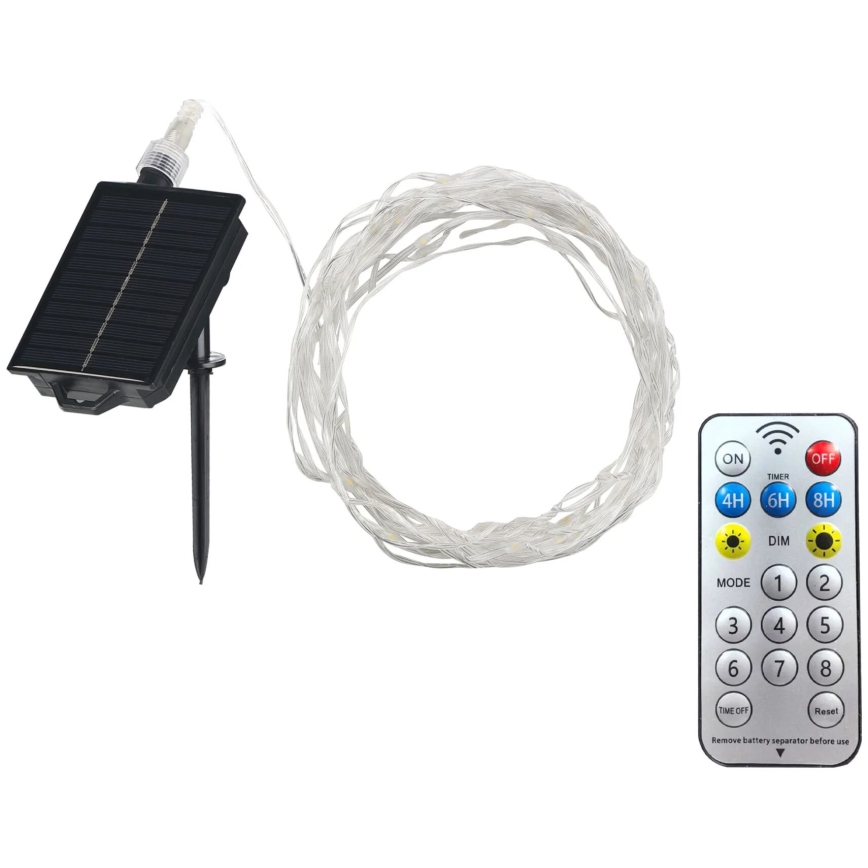 LED Päikesepaneeliga dekoratiivne kett LED/3,7V 1800 mAh 10 m IP44 + kaugjuhtimispult