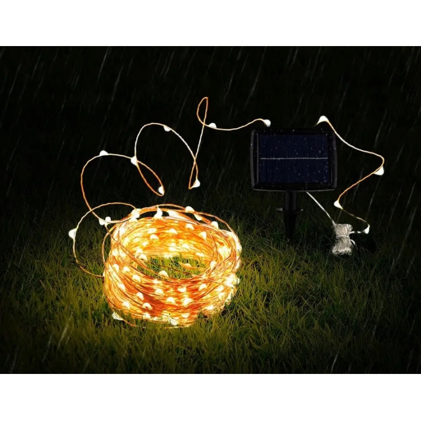 LED päikesepaneeliga dekoratiivne valguskett 100xLED/1,2V 800 mAh 7 m IP44 must