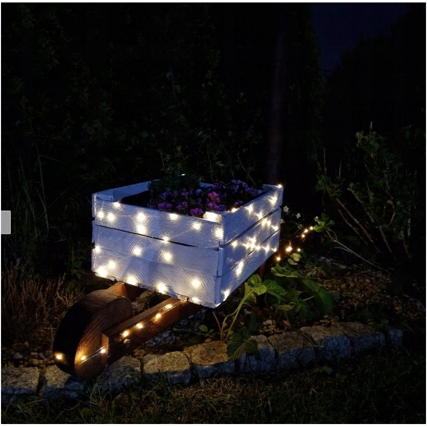 LED päikesepaneeliga dekoratiivne valguskett 100xLED/1,2V 800 mAh 7 m IP44 must