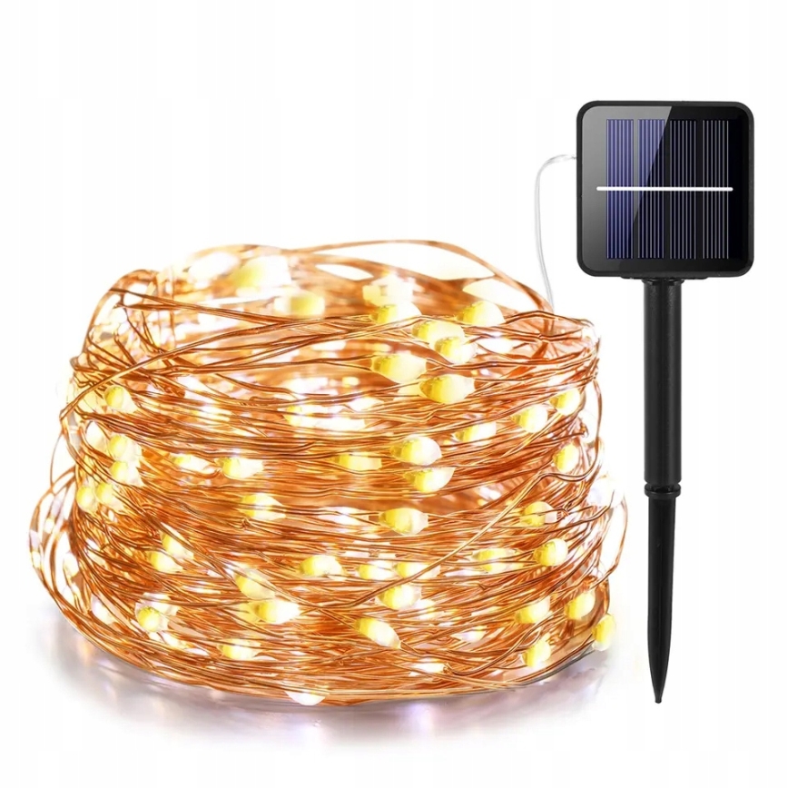 LED päikesepaneeliga dekoratiivne valguskett 100xLED/1,2V 800 mAh 7 m IP44 must