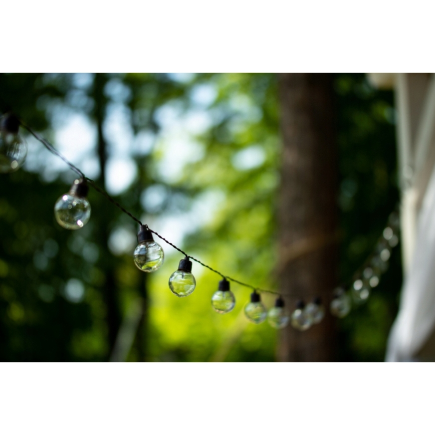 LED päikesepaneeliga dekoratiivne valguskett, 20x LED, 8 funktsiooni, 500 mAh, 7,6 m, IP67, soe valge