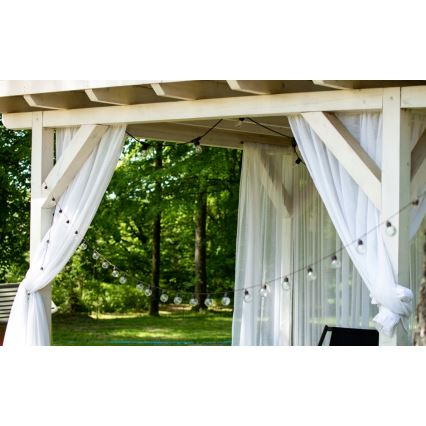 LED-päikesepaneeliga dekoratiivne valguskett 20×LED / 8 funktsiooni, 500 mAh, 7,6 m, IP67, soe valge