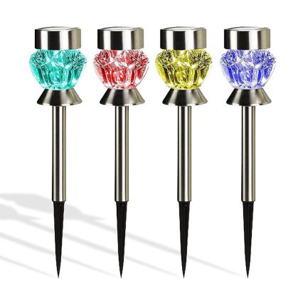 LED Päikesepaneeliga lamp CRYSTAL 2xLED-RGB/0,02W/1xAAA matt kroom