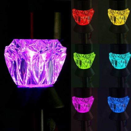 LED Päikesepaneeliga lamp CRYSTAL 2xLED-RGB/0,02W/1xAAA matt kroom