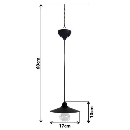 LED Päikesepaneeliga lühter nööril DINA 1,2V 200 mAh IP44