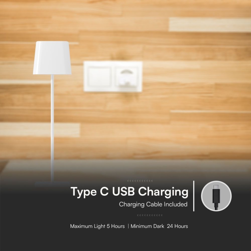 LED Päikesepaneeliga hämardatav magnetiga puutetundlik laetav laualamp LED/5W/5V 3000-6000K 3600 mAh IP65 valge