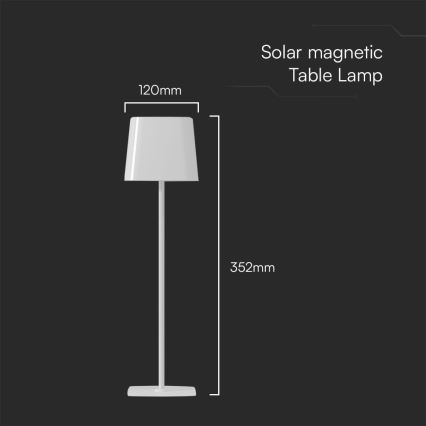 LED Päikesepaneeliga hämardatav magnetiga puutetundlik laetav laualamp LED/5W/5V 3000-6000K 3600 mAh IP65 valge