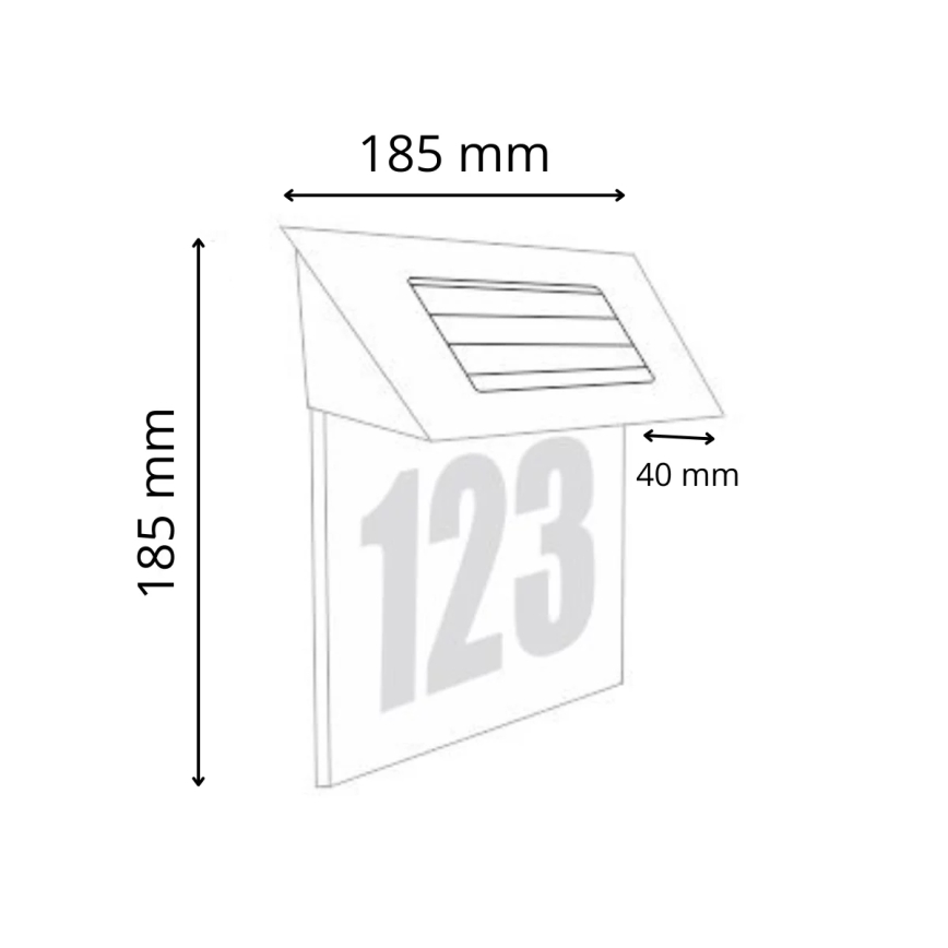 LED Päikesepaneeliga majanumber 1,2V IP44