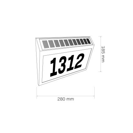 LED Päikesepaneeliga majanumber NUMERO LED/3,7V 6000K 1200 mAh IP44 must