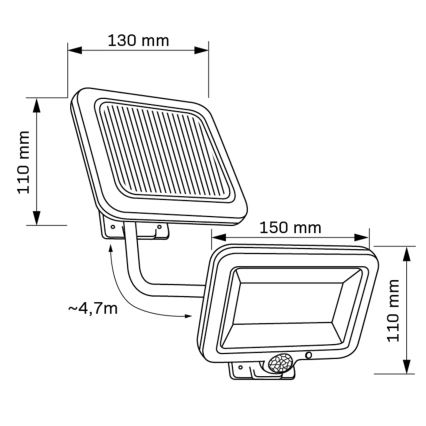 LED Päikesepaneeliga prožektor anduriga DUO LED/1W/3,7V IP44