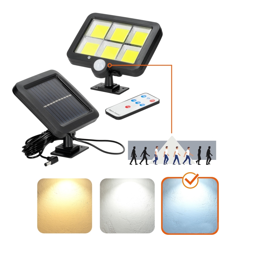 LED Päikesepaneeliga prožektor koos anduriga LED/1,5W/3,7V 6000K IP44 1200 mAh