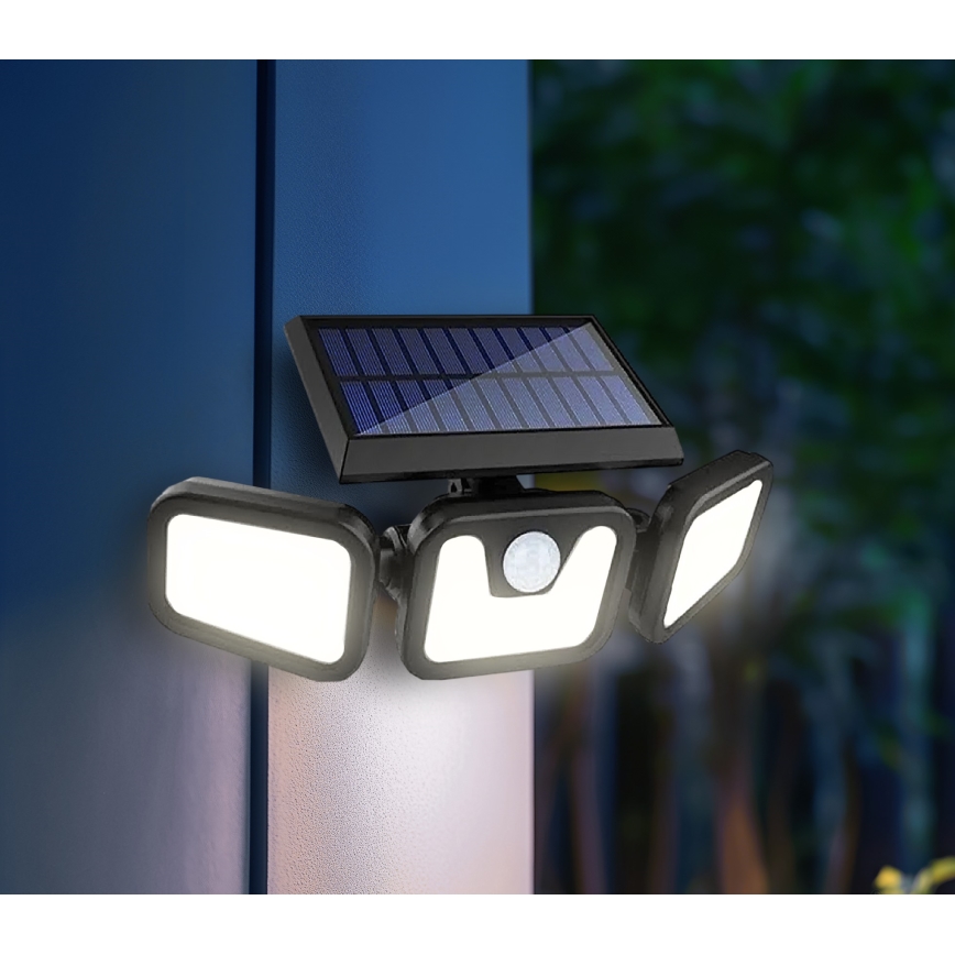 LED Päikesepaneeliga prožektor koos anduriga LED/1,5W/3,7V 6000K IP44 2400 mAh