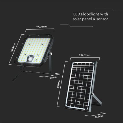 LED Päikesepaneeliga prožektor koos anduriga LED/30W/6,4V 4000K 6000 mAh + kaugjuhtimispult