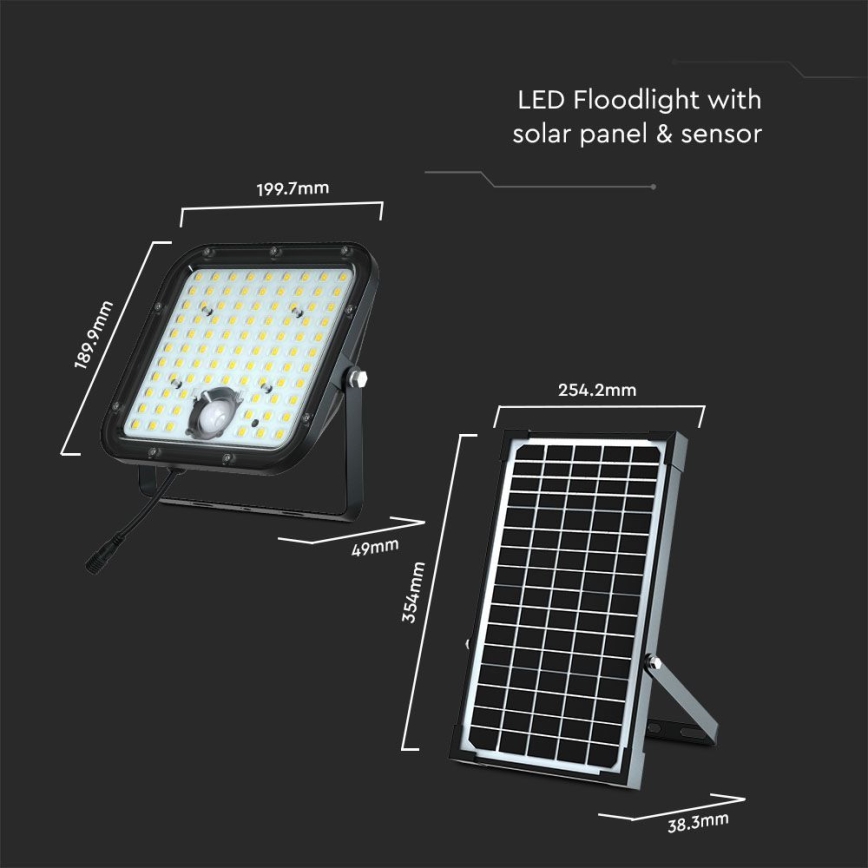LED Päikesepaneeliga prožektor koos anduriga LED/30W/6,4V 4000K 6000 mAh + kaugjuhtimispult