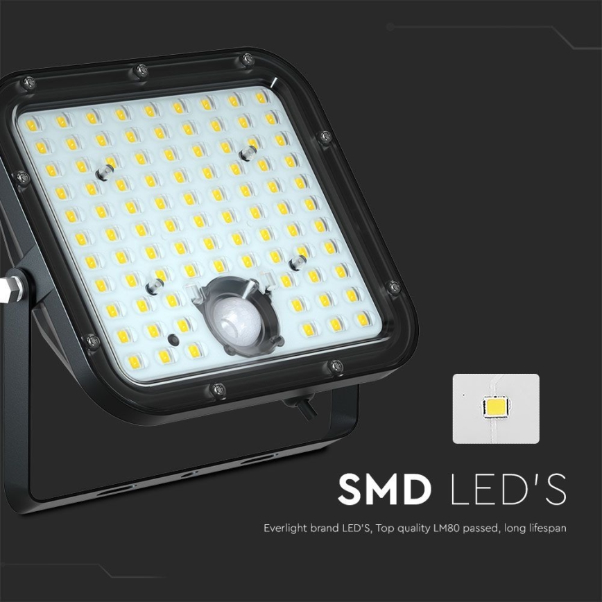 LED Päikesepaneeliga prožektor koos anduriga LED/30W/6,4V 6400K 6000 mAh + kaugjuhtimispult