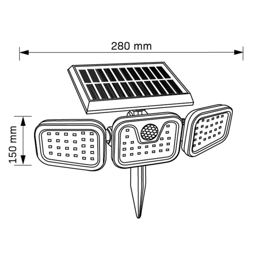 LED Päikesepaneeliga prožektor koos anduriga TRIO LED/0,6W/3,7V 1200 mAh IP44