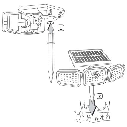 LED Päikesepaneeliga prožektor koos anduriga TRIO LED/0,6W/3,7V 1200 mAh IP44