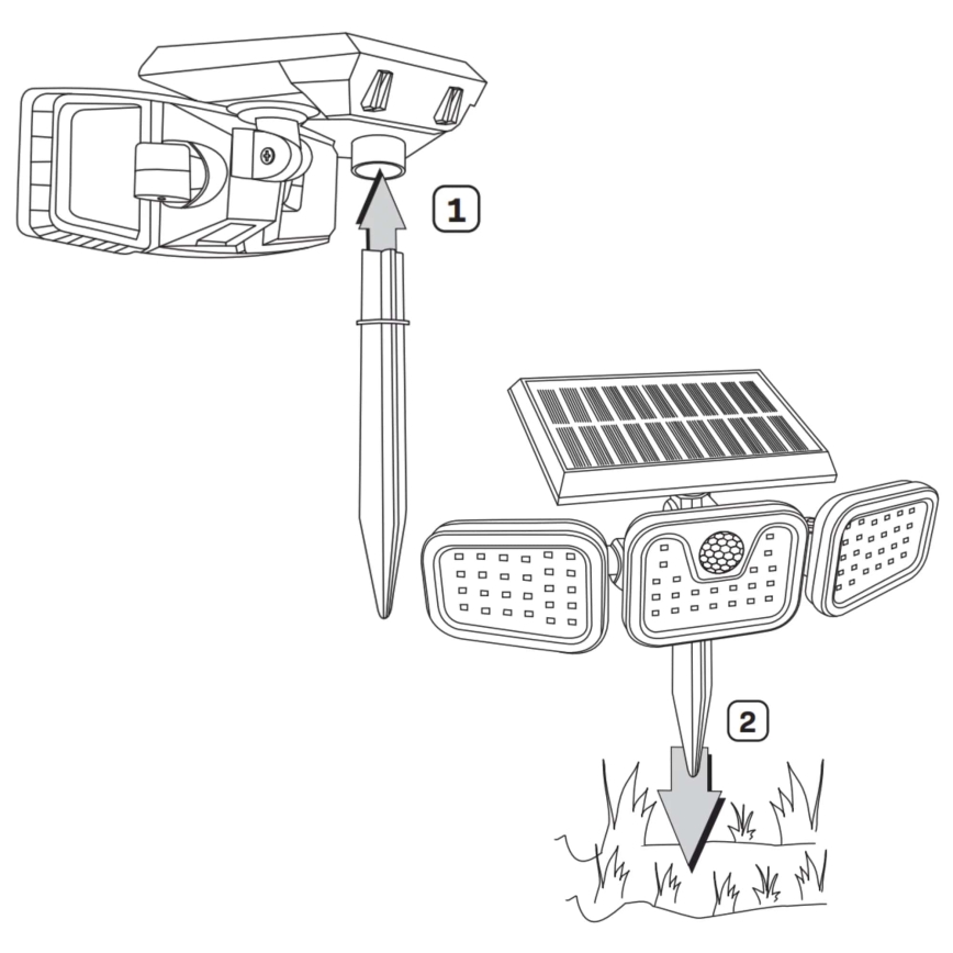 LED Päikesepaneeliga prožektor koos anduriga TRIO LED/0,6W/3,7V 1200 mAh IP44