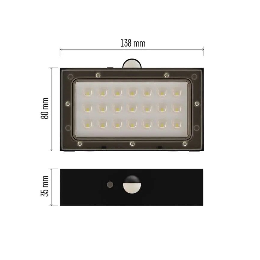 LED Päikesepaneeliga prožektor koos liikumisanduriga LED/3,7V 1200mAh 4000K IP65 must