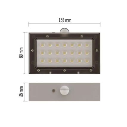 LED Päikesepaneeliga prožektor koos liikumisanduriga LED/3,7V 1200mAh 4000K IP65 valge