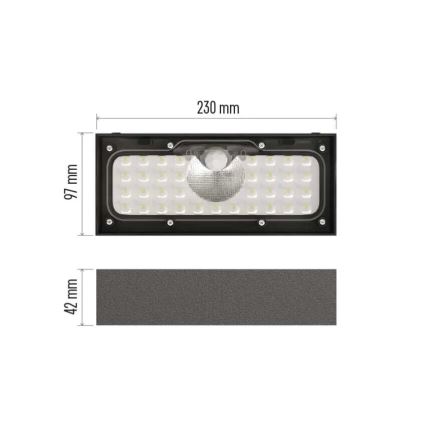 LED Päikesepaneeliga prožektor koos liikumisanduriga LED/3,7V 3000mAh 4000K IP65 must