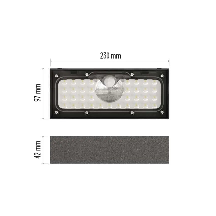 LED Päikesepaneeliga prožektor koos liikumisanduriga LED/3,7V 3000mAh 4000K IP65 must