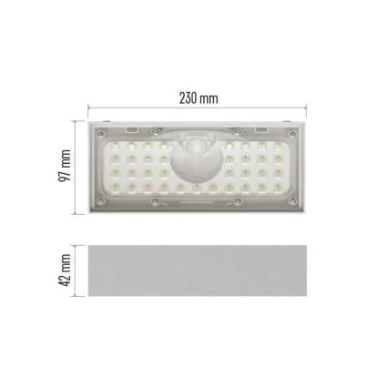 LED Päikesepaneeliga prožektor koos liikumisanduriga LED/3,7V 3000mAh 4000K IP65 valge