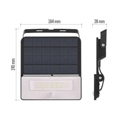 LED Päikesepaneeliga prožektor koos liikumisanduriga LED/3,7V 3600mAh 4000K IP54