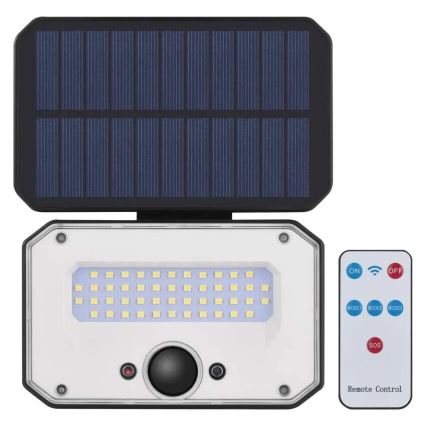LED Päikesepaneeliga prožektor koos liikumisanduriga SPILO LED/3,7V 3600mAh 3000K IP54 + kaugjuhtimispult