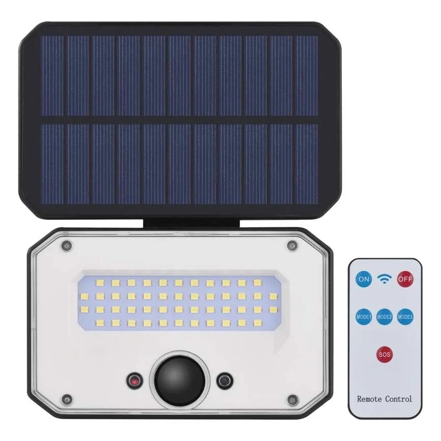 LED Päikesepaneeliga prožektor koos liikumisanduriga SPILO LED/3,7V 3600mAh 3000K IP54 + kaugjuhtimispult