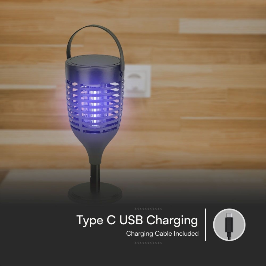LED Päikesepaneeliga putukalõks 3-ühes LED/1,3W/3,7V IP24 20 mm 2200 mAh