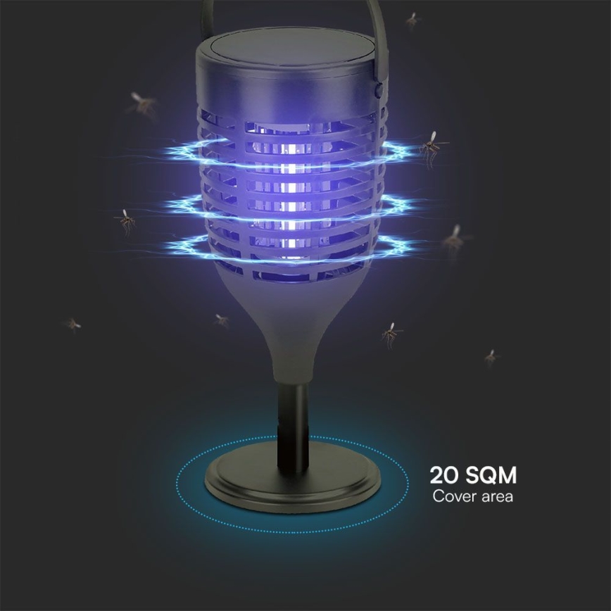 LED Päikesepaneeliga putukalõks 3-ühes LED/1,3W/3,7V IP24 20 mm 2200 mAh