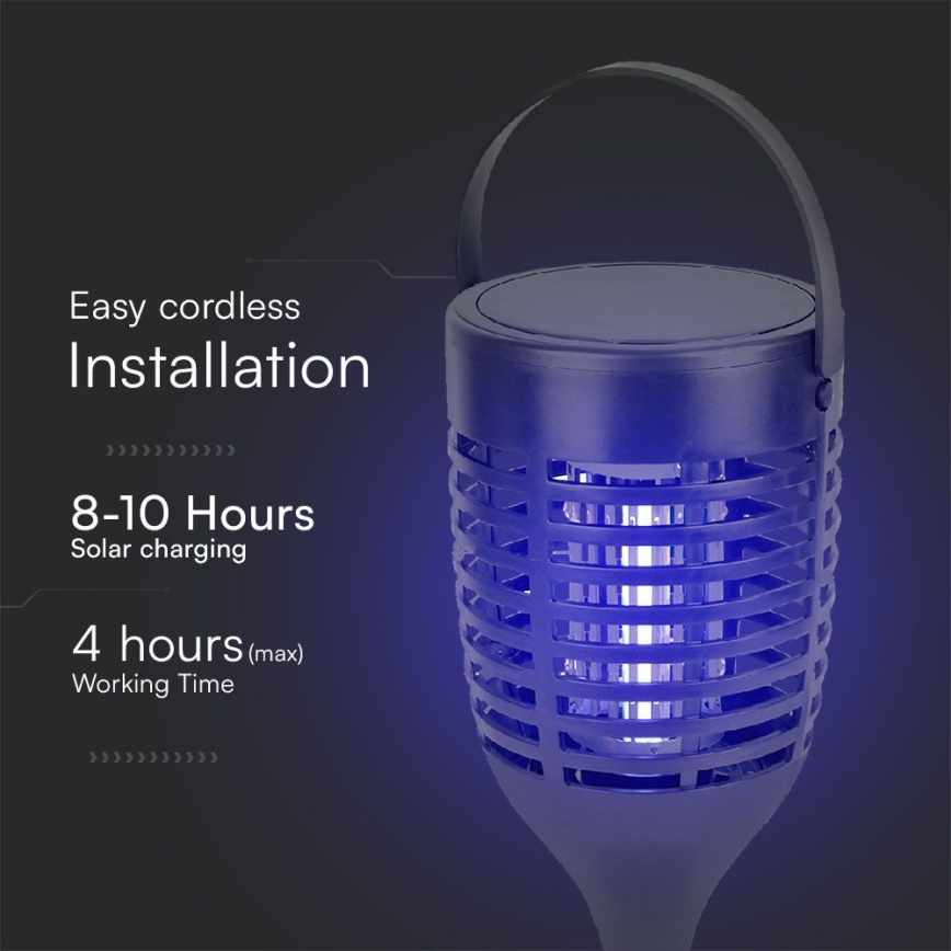 LED Päikesepaneeliga putukalõks 3-ühes LED/1,3W/3,7V IP24 20 mm 2200 mAh