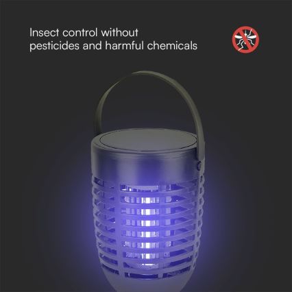 LED Päikesepaneeliga putukalõks 3-ühes LED/1,3W/3,7V IP24 20 mm 2200 mAh