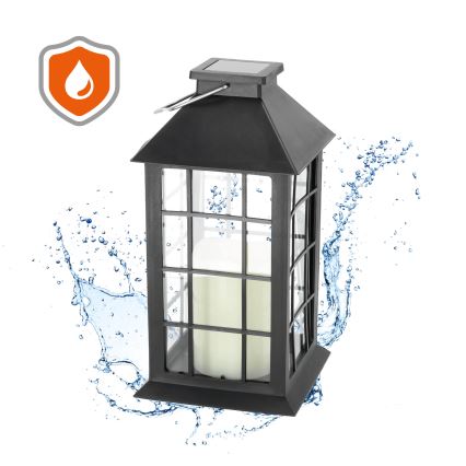 LED Päikesepaneeliga rippvalgusti LED/0,02W/1,2V 1xAA 2700K IP44 200 mAh must
