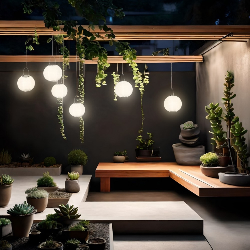 LED Päikesepaneeliga rippvalgusti LED/0,02W/1,2V 3000K IP44 1xAAA 100 mAh
