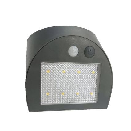 LED päikesepaneeliga seinavalgusti liikumisanduriga LED/3W/3,7V 3000/4000K 1200 mAh IP54 antratsiit