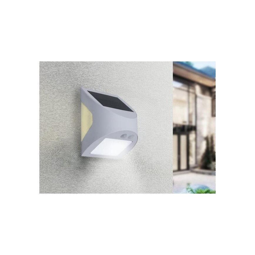 LED päikesepaneeliga seinavalgusti anduriga LED/3W/3,7V 3000/4000K 1200 mAh IP54 valge