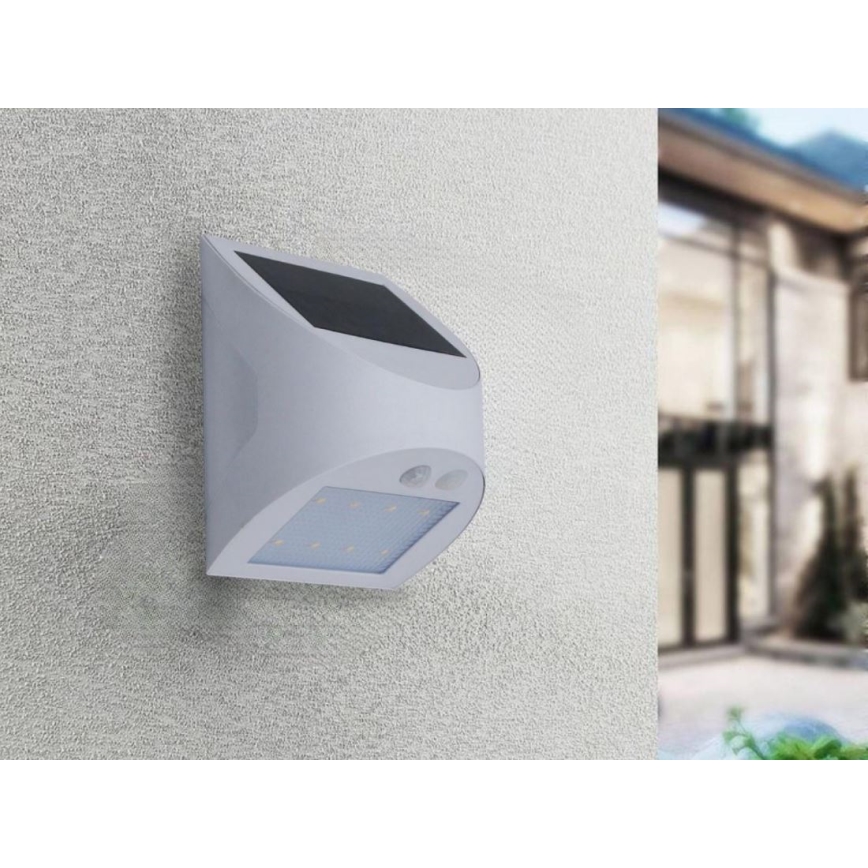 LED päikesepaneeliga seinavalgusti anduriga LED/3W/3,7V 3000/4000K 1200 mAh IP54 valge