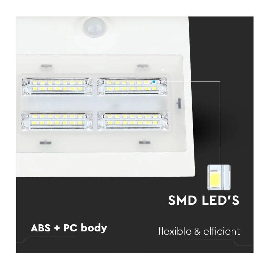 LED Päikesepaneeliga seinavalgusti anduriga LED/3W/3,7V 3000/4000K IP65 valge
