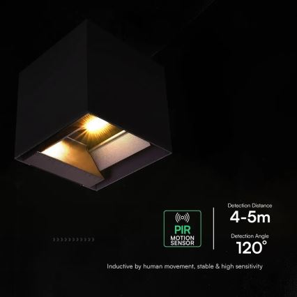 LED päikesepaneeliga seinavalgusti anduriga LED/9W/3,7V 3000/4000/5000K IP65 2600 mAh must