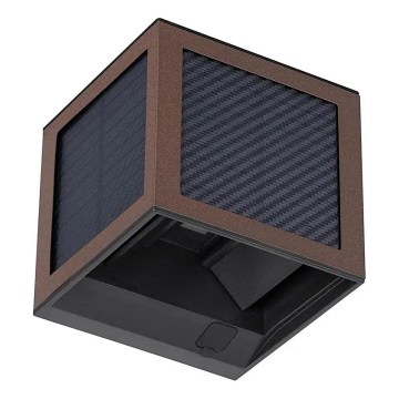 LED päikesepaneeliga seinavalgusti anduriga LED/9W/3,7V 3000/4000/6000K IP65 2600 mAh pruun